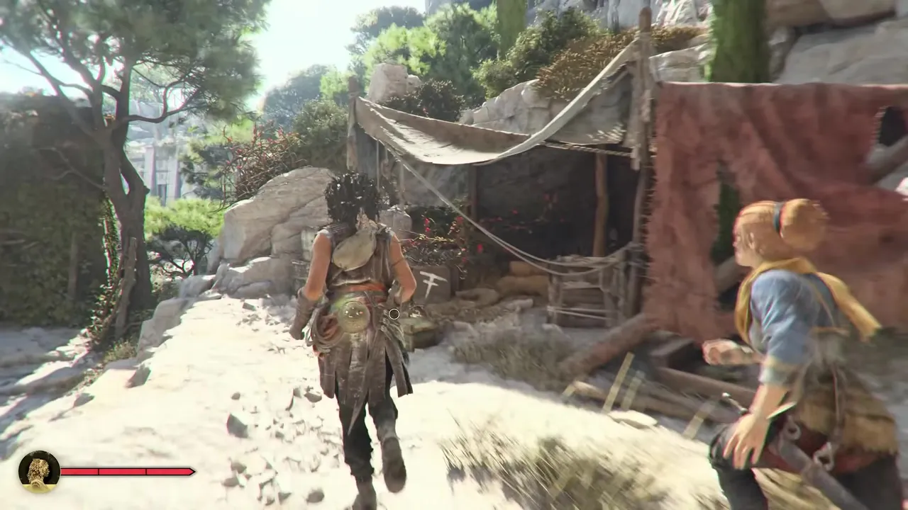 Sophia exploring sunlit Minoan ruins in Resonance