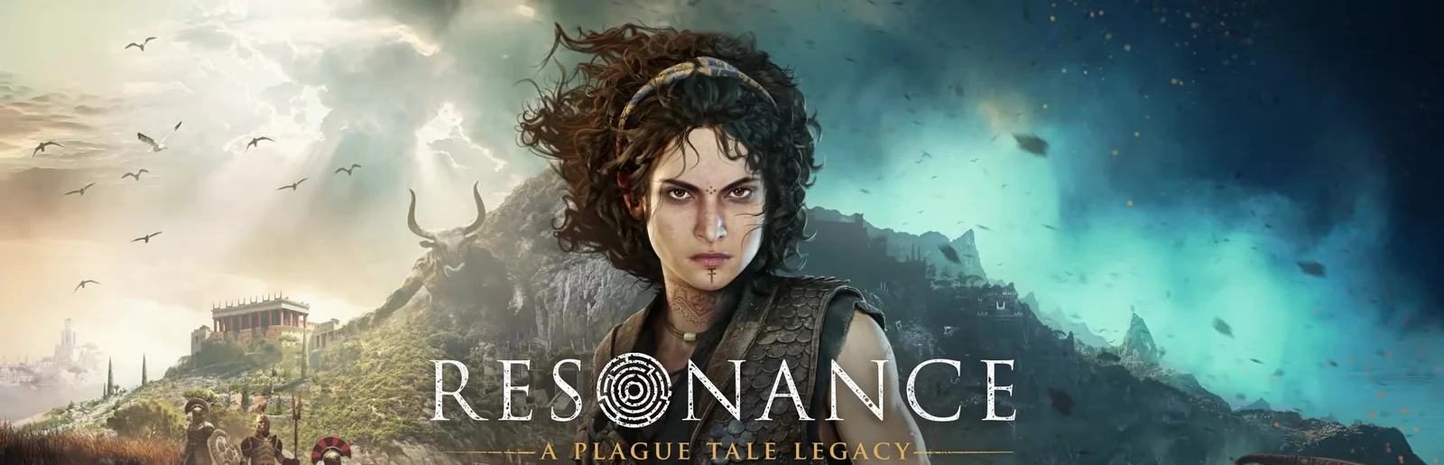 Resonance: A Plague Tale Legacy official key art — Sophia on the Minotaur's island of Crete